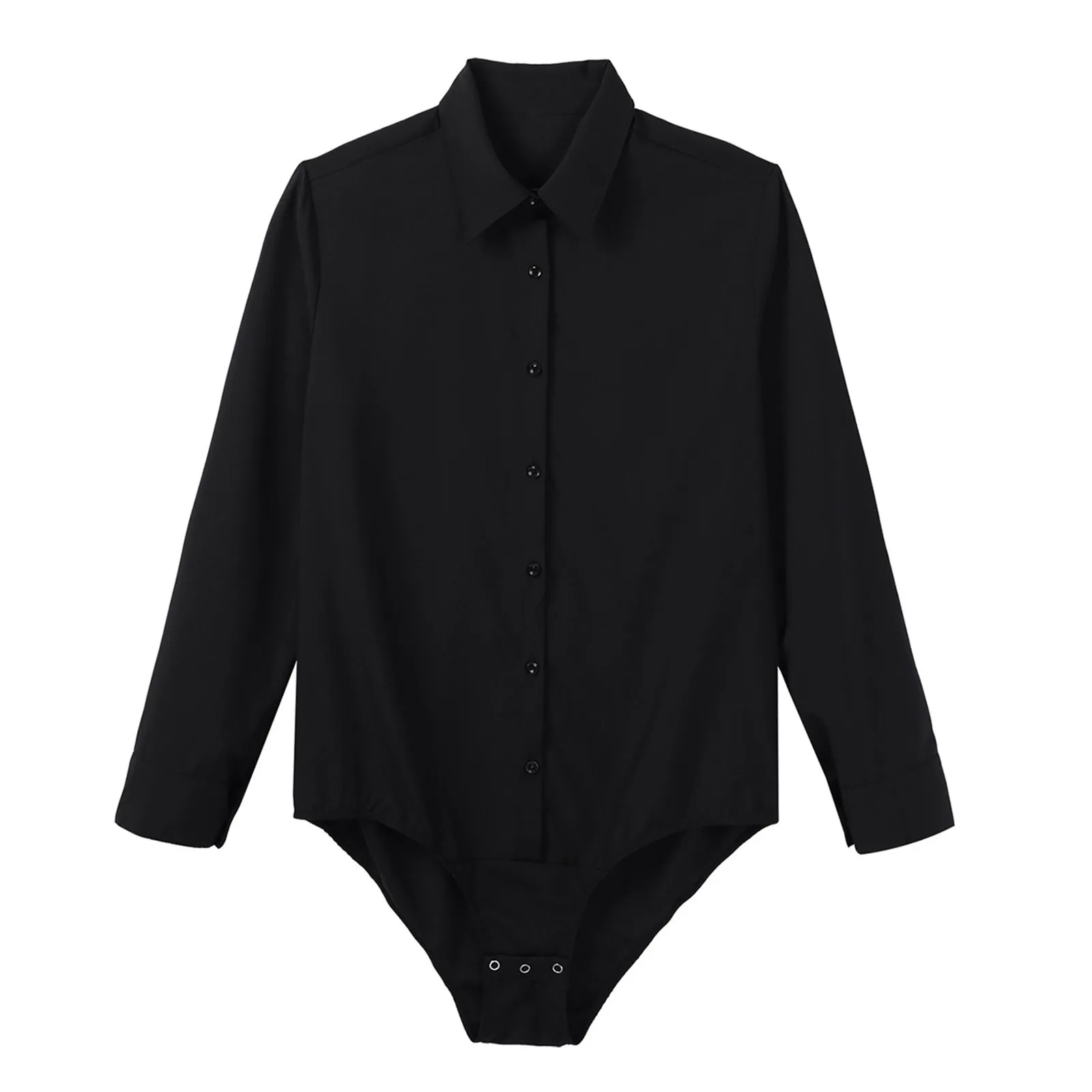 Mens Long Sleeve One-piece Latin Dance Shirt Turn-down Collar Button Down Modern Dance Bodysuit Shirts Tops Performance Costumes