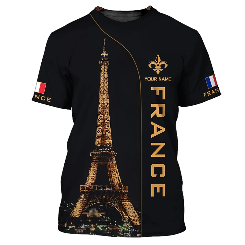 2024 France Paris Eiffel Tower 3D Print Summer Tees Streetwear Crew Neck Short Sleeve Casual Oversized Men Women Kids Tops