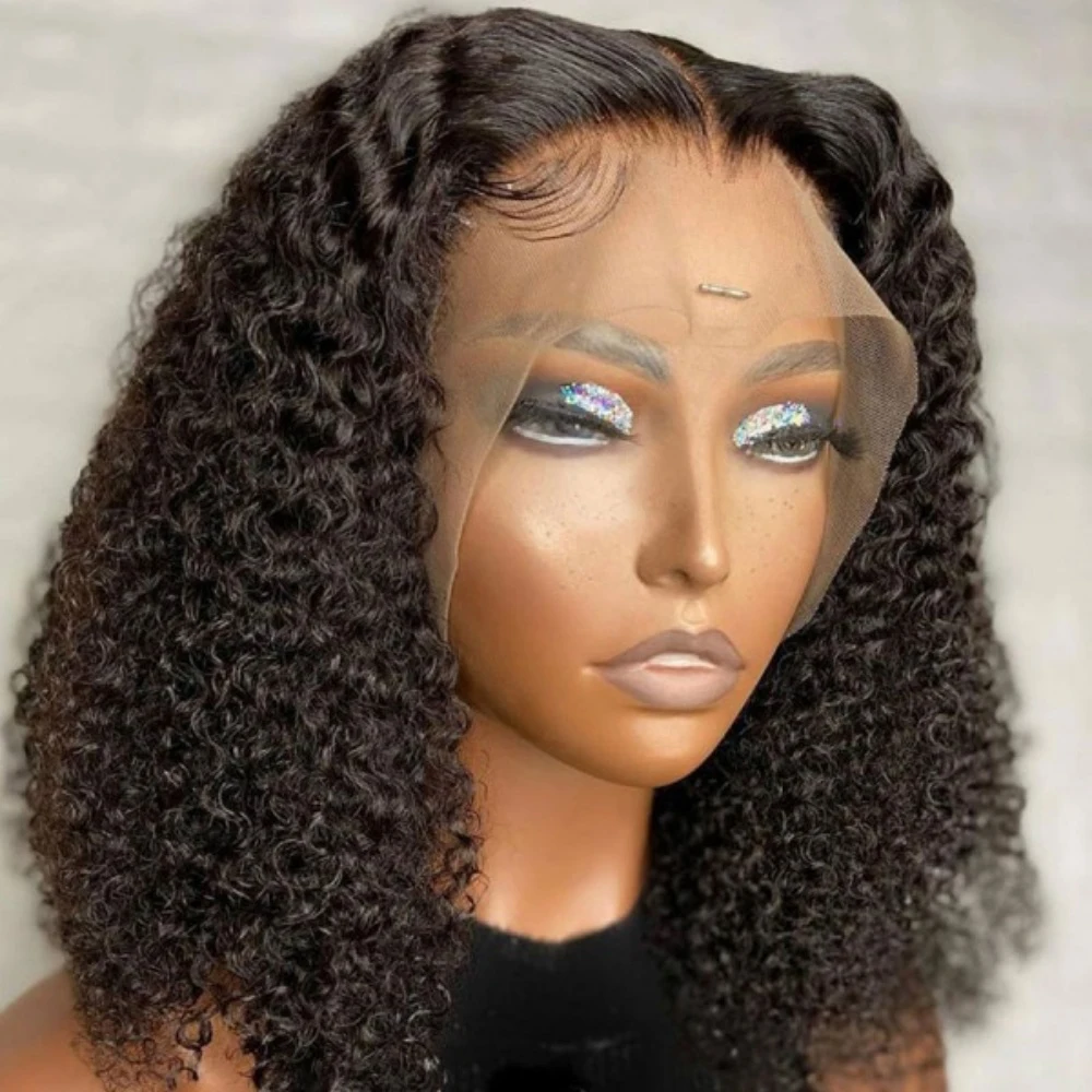 

Глубокая волна Короткие парики Боб Кудрявый вьющийся парик из натуральных волос на кружеве Черный парик из натуральных волос на кружеве для женщин 13X4 HD Передний парик