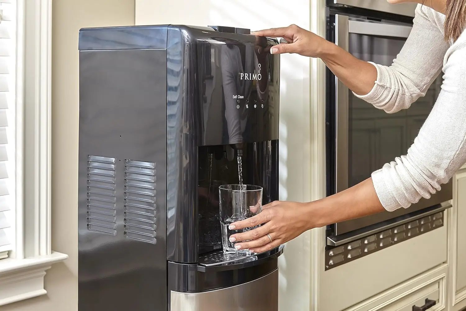 Distributore d'acqua autoriginante, distributore d'acqua con dispositivo di raffreddamento dell'acqua a 3 temperature (caldo-freddo) per bottiglia da 5 galloni con blocco di sicurezza per bambini, Bl