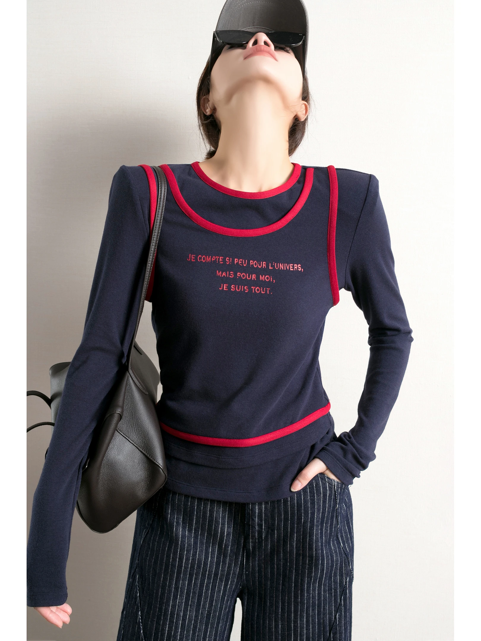 

Женская повседневная футболка TidePA с высоким воротником, универсального кроя, приталенная, с V-образным вырезом, в стиле Color Block