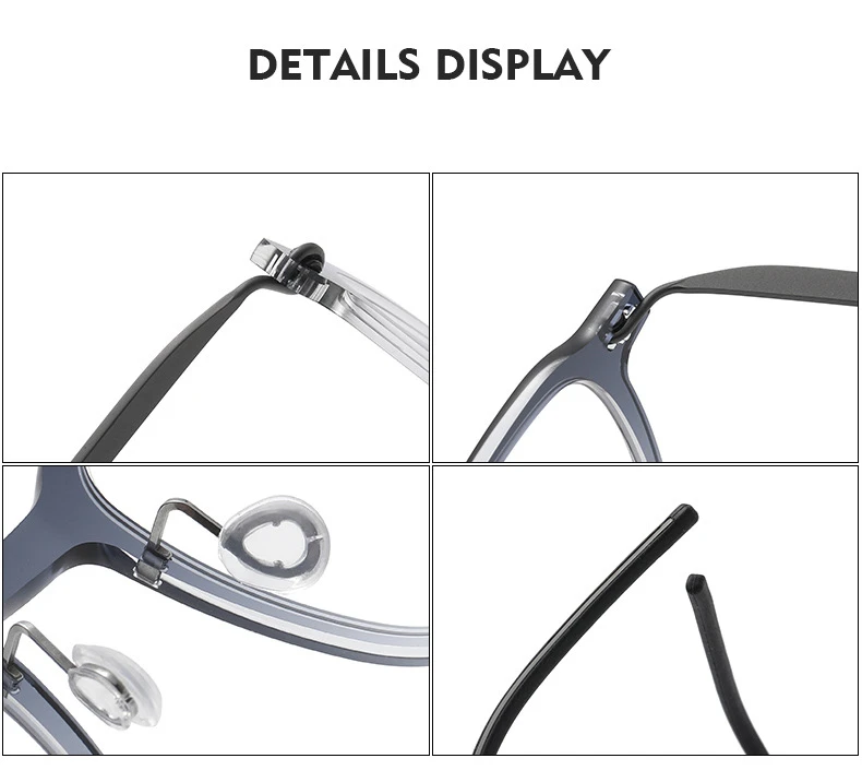 Nordic style, screwless minimalist design 5g ultra-thin Fiberglass eyeglasses square frame for man and woman now. titanium 6510