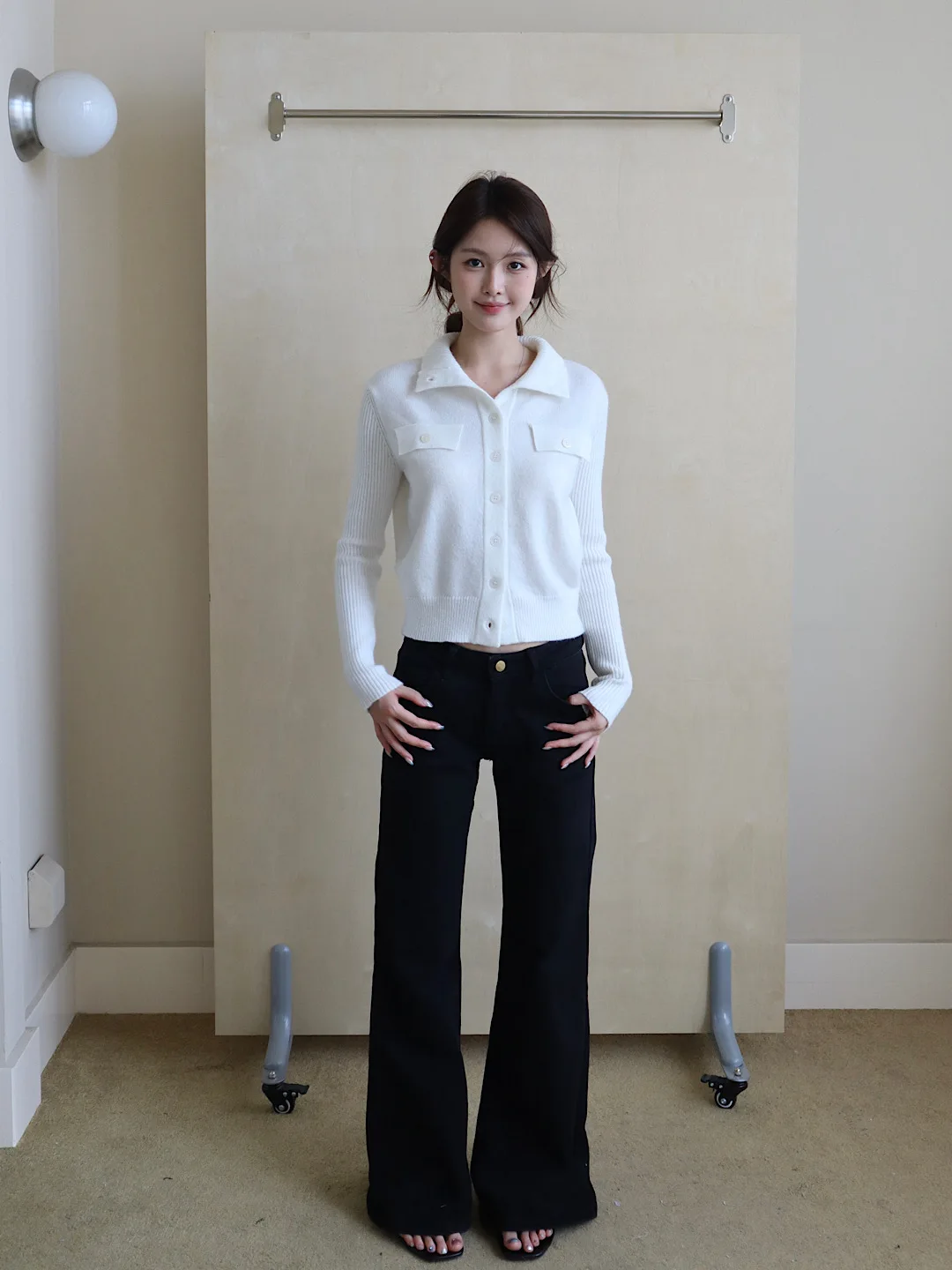 

Джинсы с низкой талией, черные, с высокой эластичностью, удобные, повседневные, женские, широкие брюки, всесезонные, хлопковые, на молнии