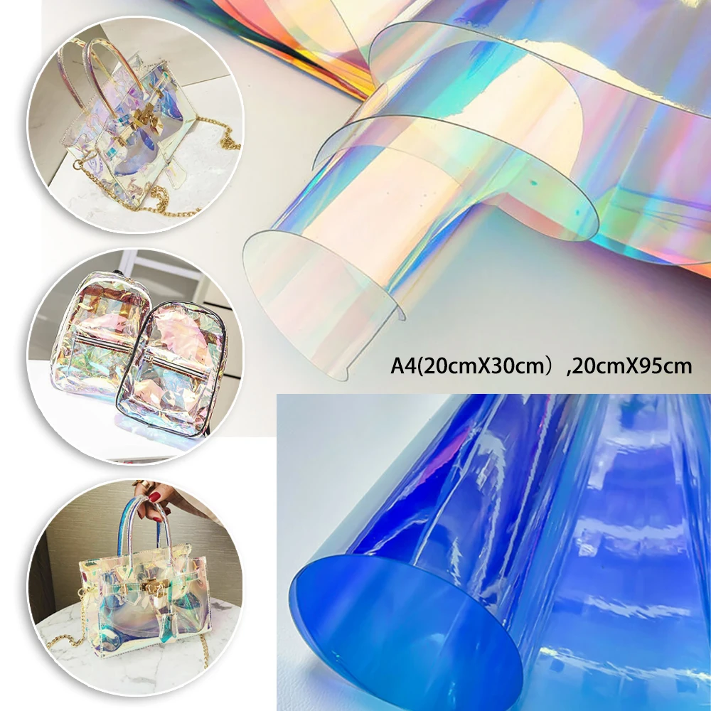 Clear Transparent PVC Holographic DIY Crafts Multicolor Fabric Vinyl Film PVC Fabric Sewing Accessories Handcrafted