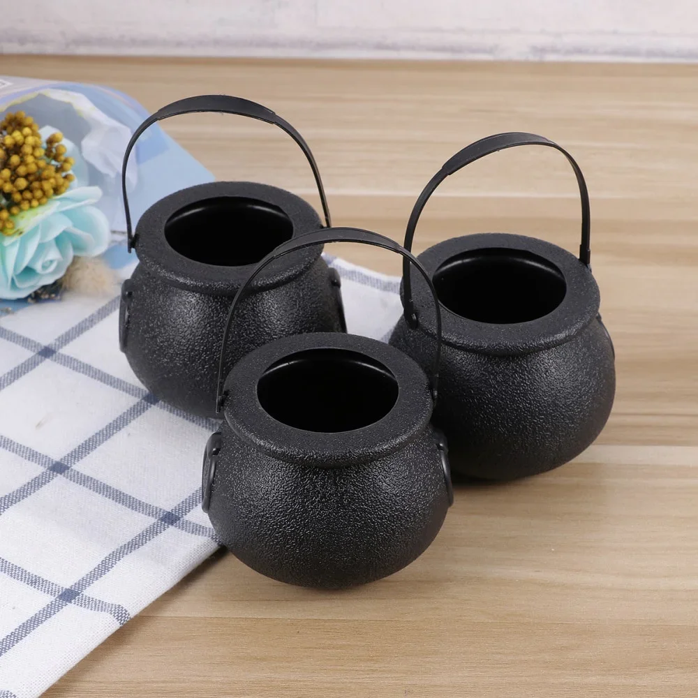 10pcs Candy Bucket Witchs Cauldron Trick or Treat Halloween Party  Pot Favor  Holder Black Witch Jar for Children