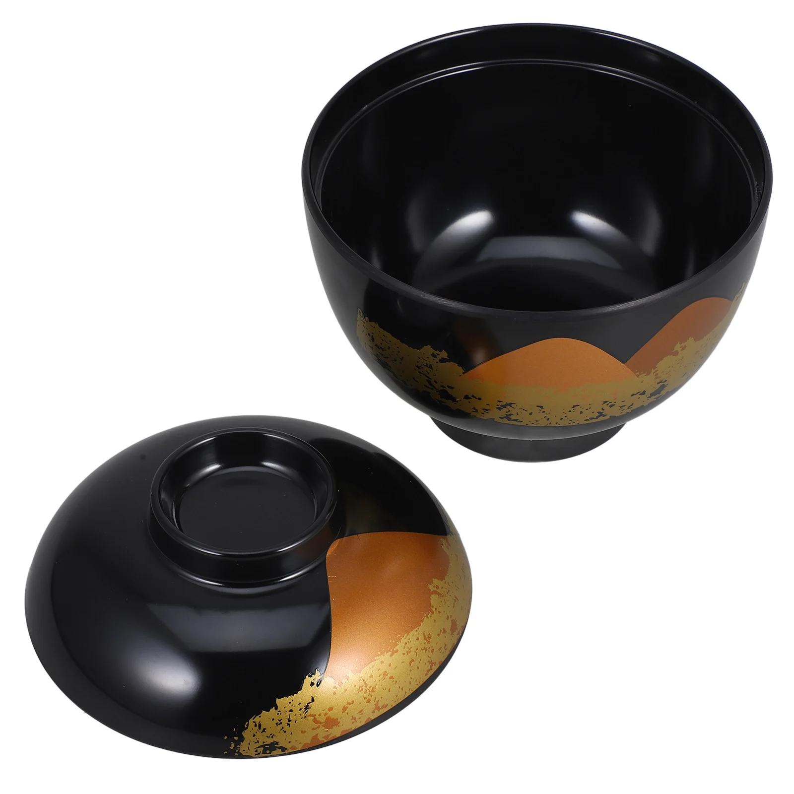 

1pc Miso Soup Japanese Ramen Lidded Bowls Cover Cuisine Melamine Food Container Japanese Rice Bowl Practical Solid