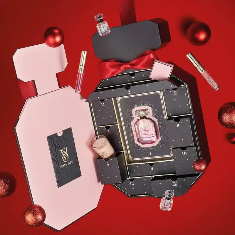 Customization.Victoria Secret 12 Day Paper Boxes Empty Pink Perfume Bottle with Box Perfume Packaging Advent Calendar