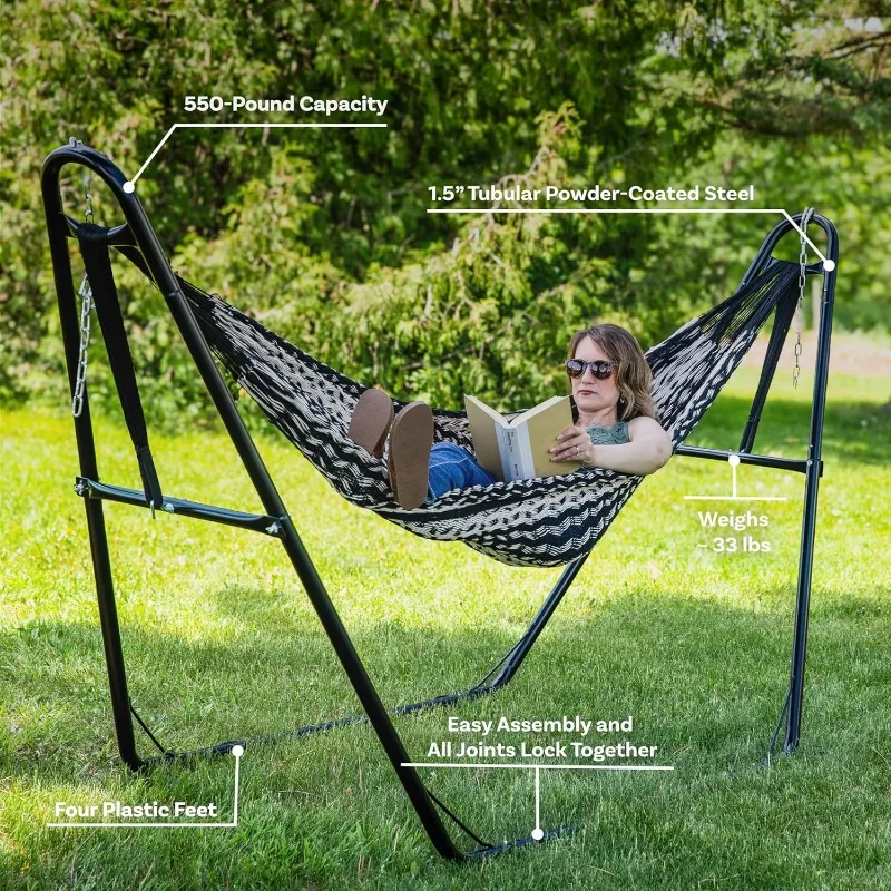 Universal Double Hammock Stand Only - 550-Pound Capacity - Heavy-Duty Hammock Stand for Outside - Fits 9 to 14