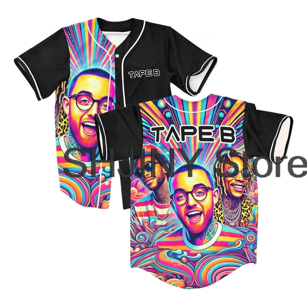 

Бейсбольная майка Tape B Trippy Rave для фестиваля Edm, рубашки на пуговицах с короткими рукавами, женские и мужские уличные топы