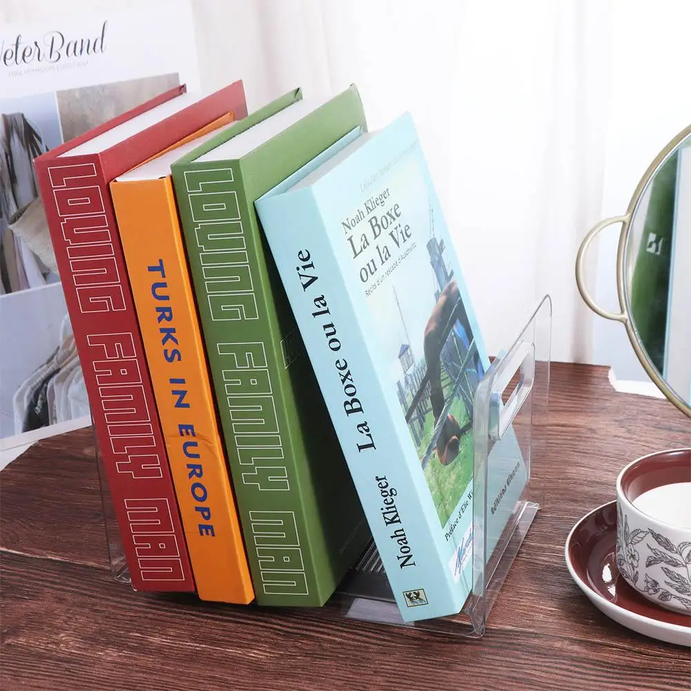 

Book Stand Save Space Handle Bookends Transparent Durable Desk Storage Rack Display Simple Desktop Organizer Bookshelf