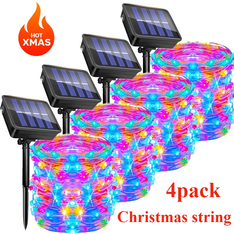Solar Fairy String Lights Outdoor LED String Lights 8 Modes IP65 Waterproof for Christmas Garden Balcony Patio Tree Yard Decor