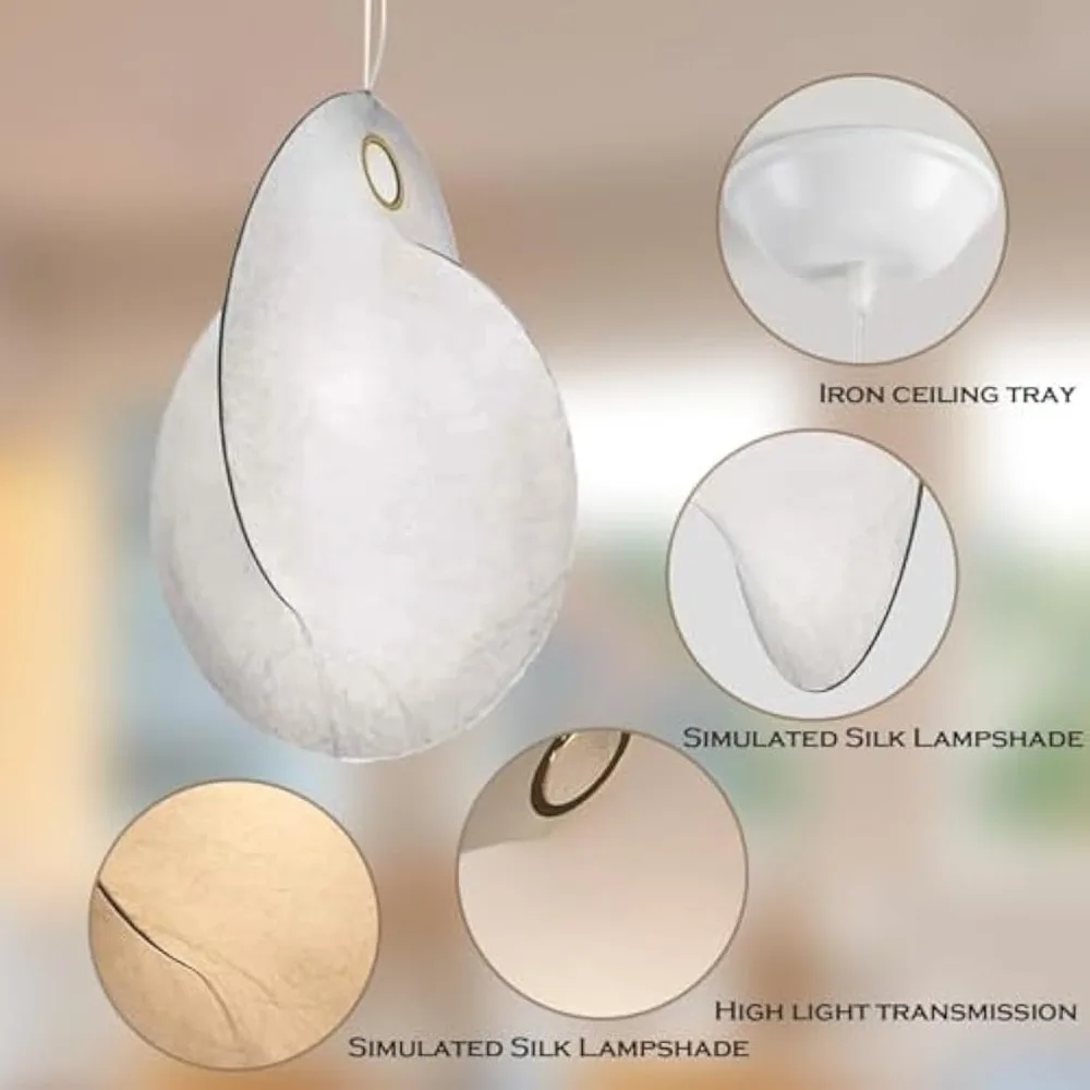 Nordic Silk Pendant Light Modern Minimalist Japanese Style Irregular Hanging Lamp Stairs Loft Chandelier Light Fixture for Decor