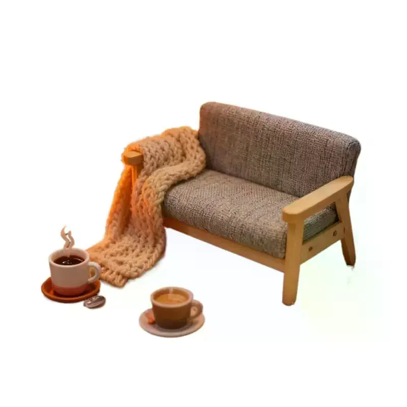 1 Pezzo Sedia in Miniatura per Soggiorno, Mobili per Casa delle Bambole in Scala 1:12, Divano Doppio in Legno, Gioco di Ruolo per Bambini, Decorazione per Casa delle Bambole