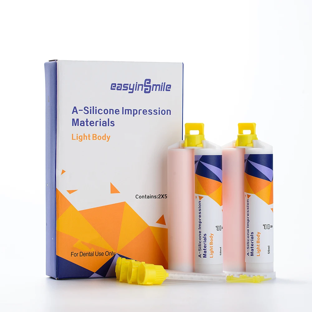 مادة انطباع الأسنان VPS ضوء الجسم مجموعة الجسم العادي 2Cartridgesx50ml ل الانطباعات الدقيقة التيجان جسر Easyinsmile