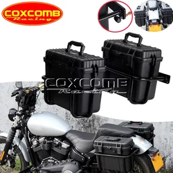 2pcs Side Case Club Style Motorcycle Black Saddlebag Pannier Side Boxes For Harley Softail Low Rider Street Bob Heritage Classic