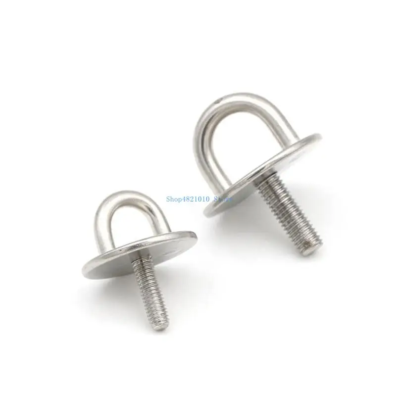 T3LF 304 Stainless Steel Round Pad Eye Plate with Enclosed Hook Staple Ring Hook for Marine Hammock Swing