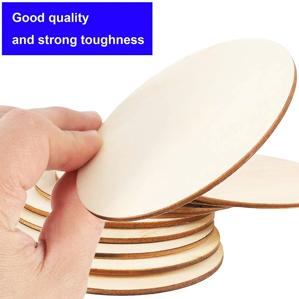 2-100Pcs Unfinished Round Wood Slices 1cm-10cm DIY Crafts Wooden Circle Discs for Christmas Painting Wedding Ornament Decor