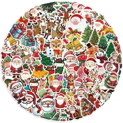 10/50/100pcs Cute Santa Claus Christmas Decoration Stickers Laptop Phone Snowboard Luggage Fridge Kids New Year Gift Toy Sticker