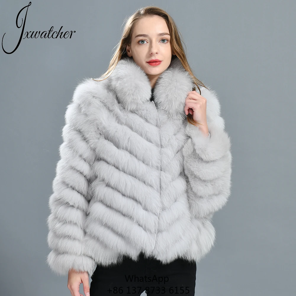 

2024 Winter Real Fox Fur Jacket Cardigan Puff Long Sleeve Smooth 100% Silk Liner Reversible Wear Natural Fur Coat For Women