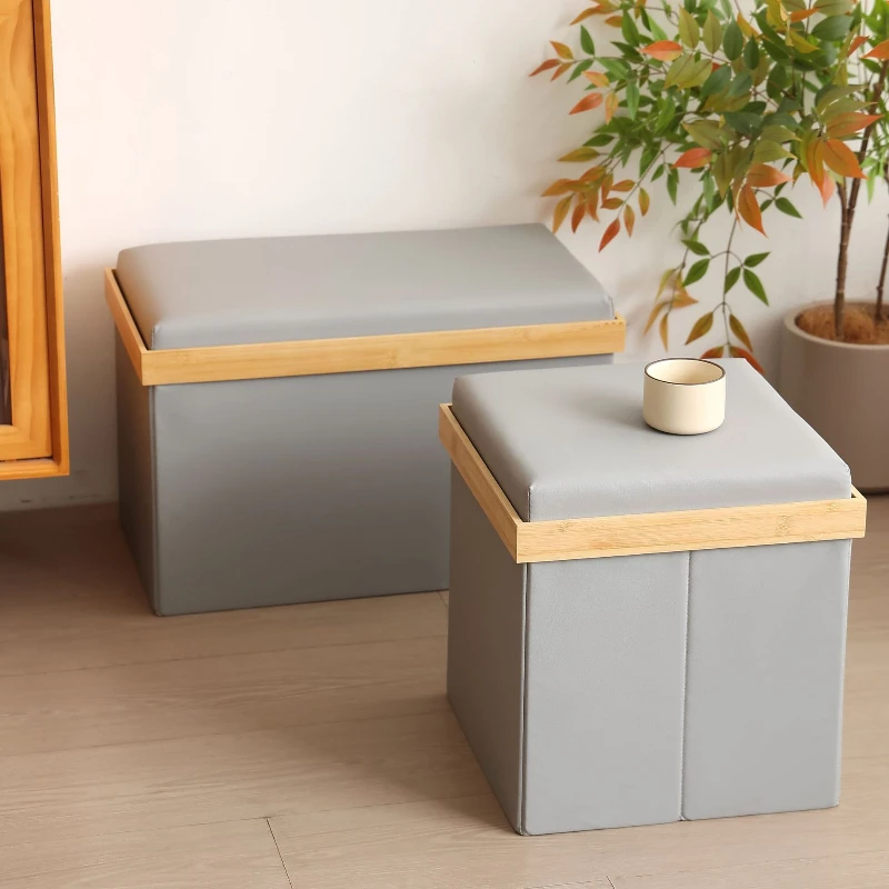 

Foldable Storage Ottoman Stool Outdoor Patio Entryway Shoe Bench Window Seat Portable Space Saving Comfortable Furniture