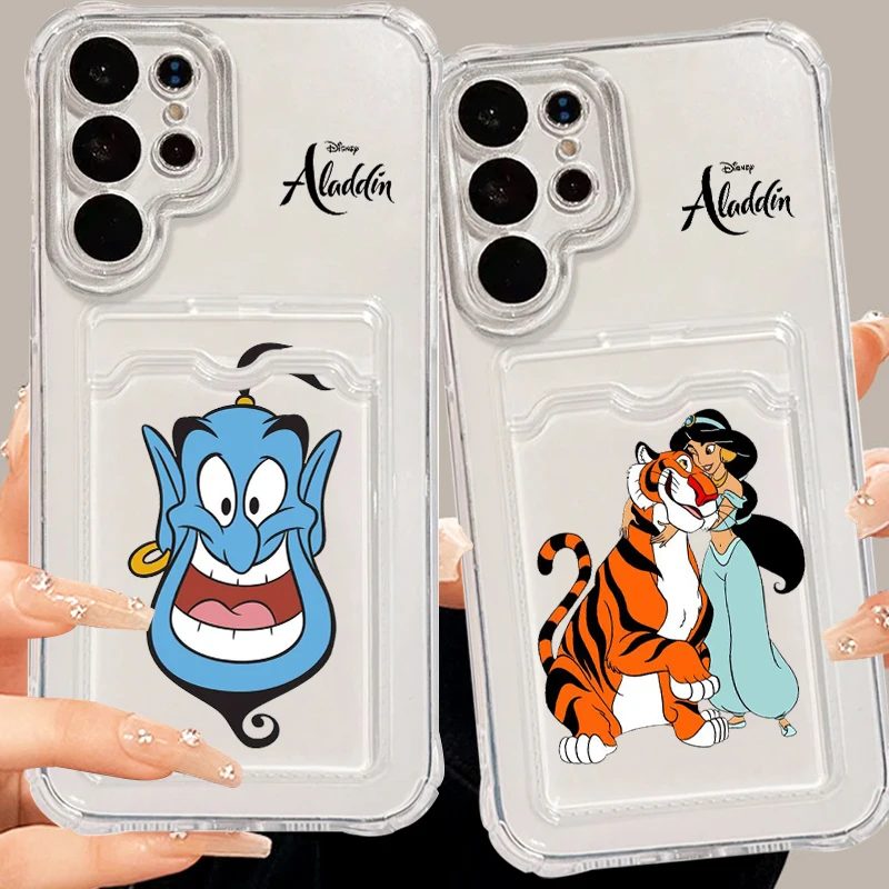 Disney Aladdin Art Classical For Samsung S24 S23 S22 S21 S20 Ultra FE Plus A55 A53 5G Photo Card Bag Transparent Funda