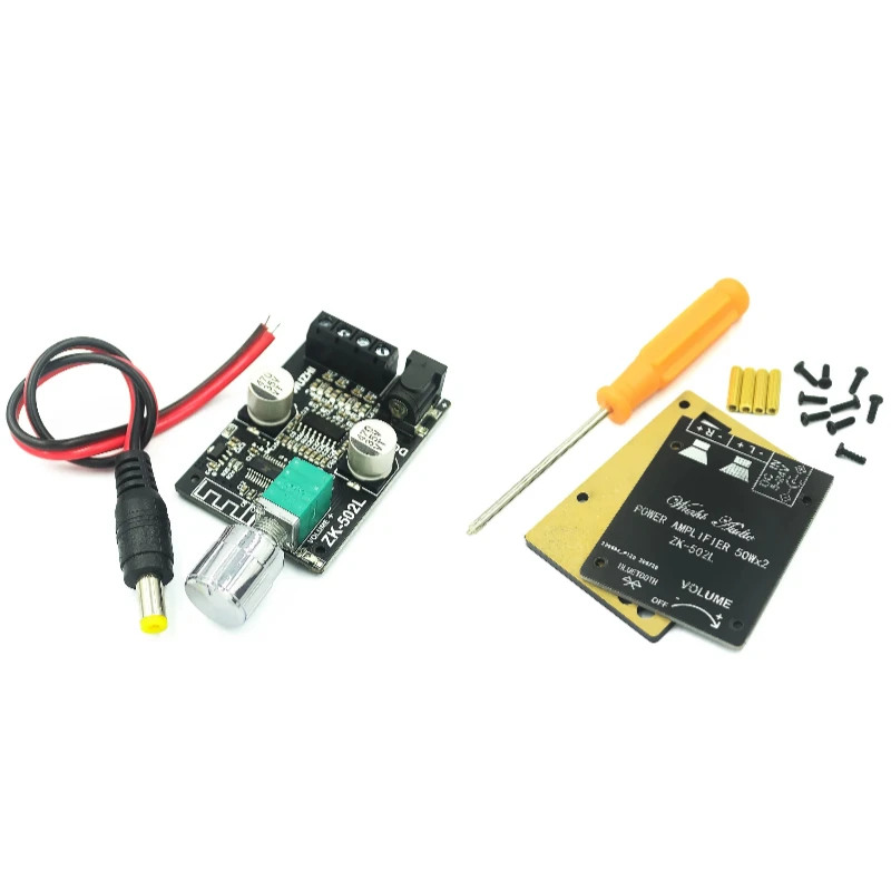 ZK-502L MINI Bluetooth 5.0 DC 5-24V Wireless Audio Digital Power amplifier Stereo board 50Wx2 Bluetooth Amp Amplificador