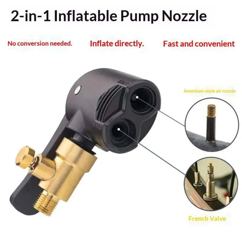 New2 In 1 Bicycle Pump Nozzle Adapter Metal Air Chuck Valve Connector For Car Motorcycle Bike Efficient Inflation