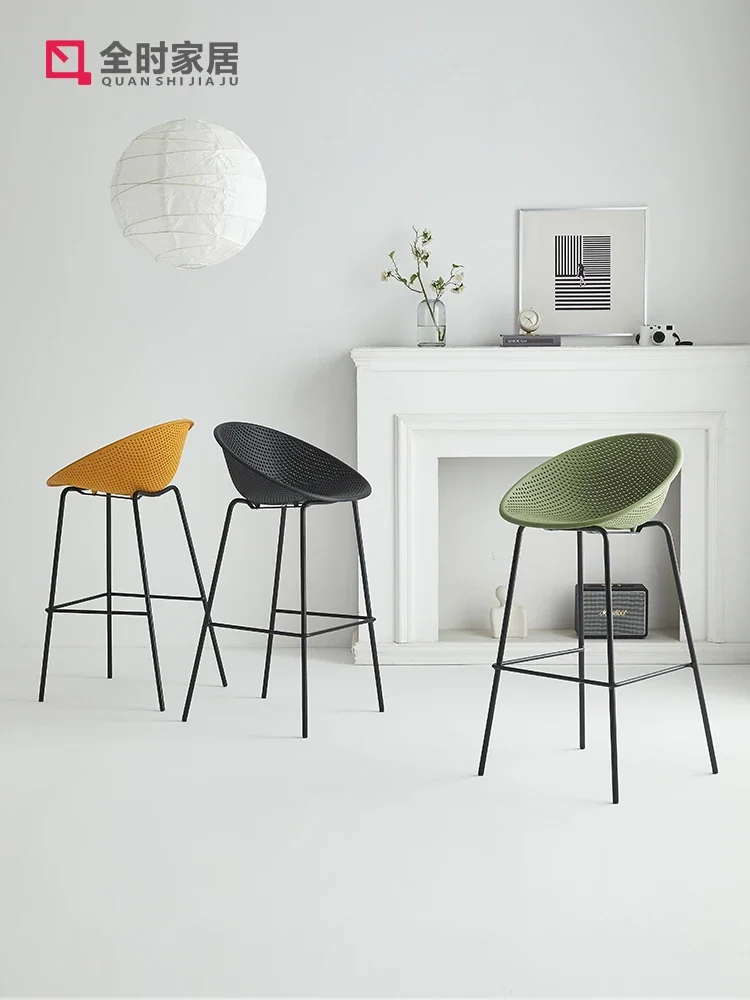 Ferro forjado ao ar livre Bar Stool com encosto, cadeira moderna Home Bar, Metal Bar Stool, simples e moderno