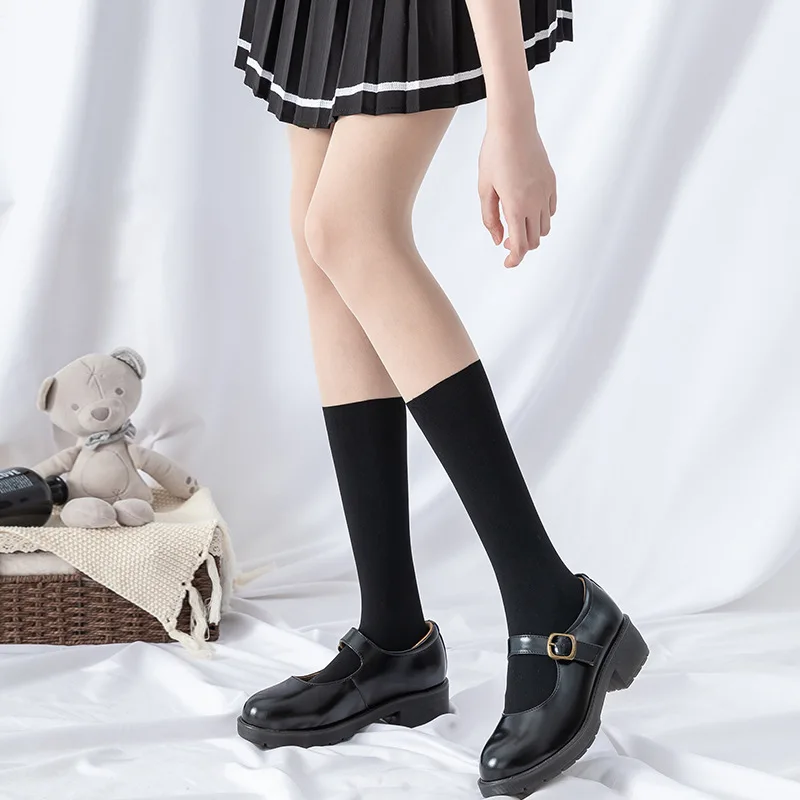 2024 Women New Design Black Skin Stitching Arbitrary Cut Pantyhose Fake Calf Short Tube Knee Stockings Anti hook Bottoming 1pcs