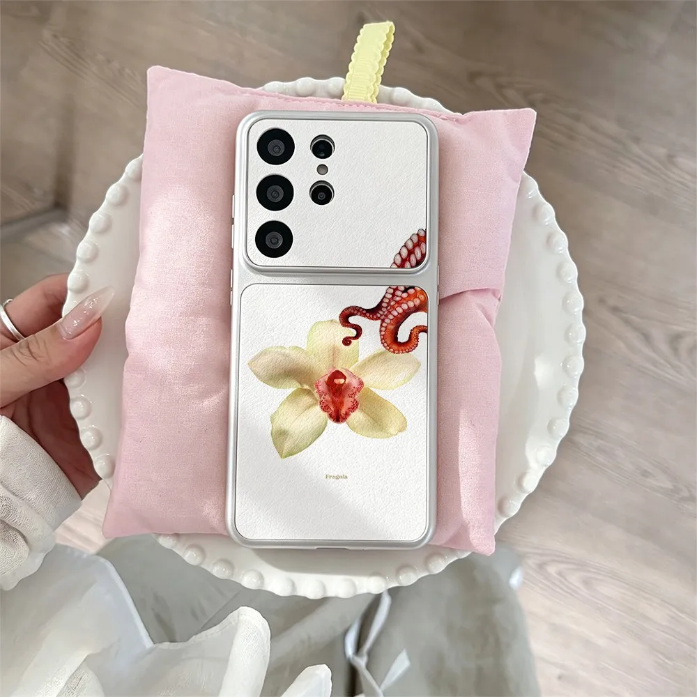 Fragola Cream Tropical Bloom Phone Case For Samsung Galaxy S26 S25 S24 S23 S22 S21 S20 FE Plus Ultra 5G Skin texture Cover