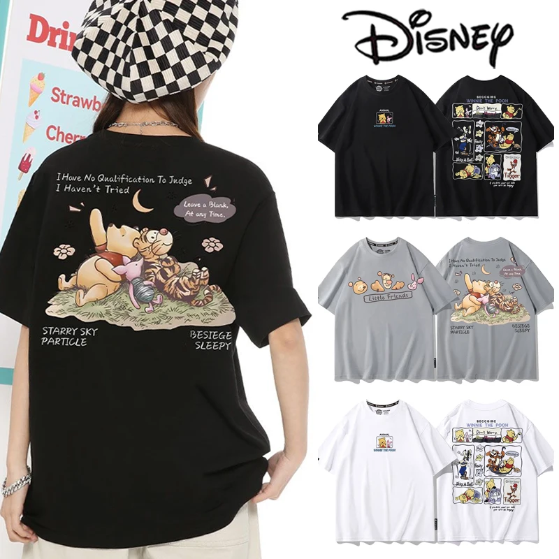 

Disney Couple's Short Sleeved Shirt Cartoon Man Woman Loose Breathable Round Neck Print Tops Summer Fashion Streetwear T-shirt
