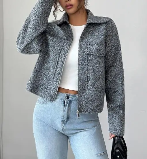 Women's Elegant Long Sleeved Jacket Small Coat Fashionable Autumn Winter 2025 Stylish Clothing for Ladies