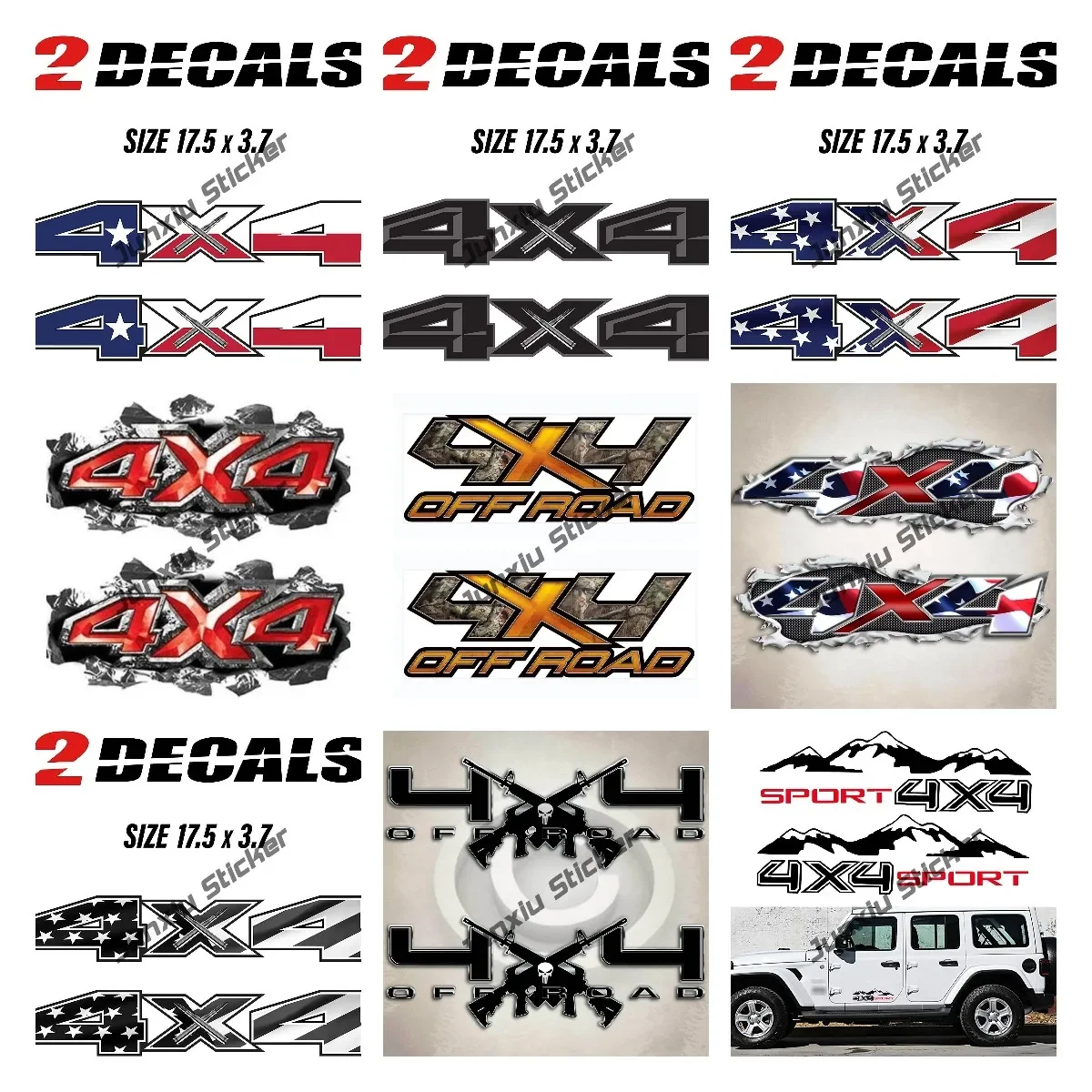 Set of 2 4x4 Decal Stickers for F150 (2015-2020) and F250 F350 4x4 Texas Pickup JDM Refit Car Accessories Glue Sticker KK10cm