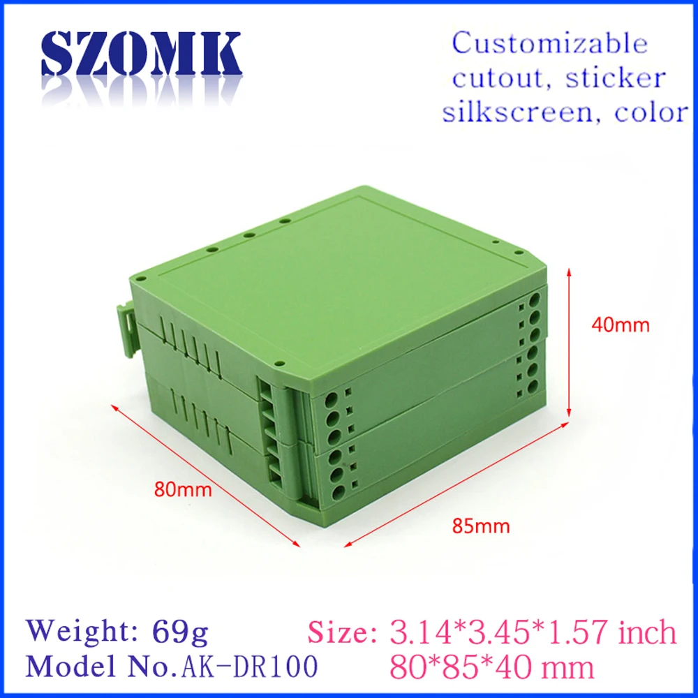 10Pcs 80*85*40mm szomk plastic electronics enclosure box for pcb din rail box industrial enclosure cabinet project plastic box