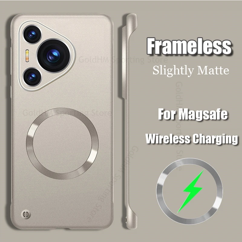 

For Magsafe Matte Frameless Phone Tough Case For Huawei Pura 70 Pro Plus Borderless Magnetic Cover Pura 70 Ultra P60 P50 P40 Pro