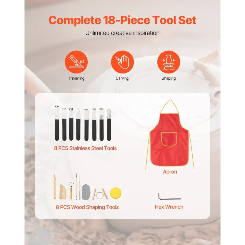 Pottery Wheel 14 in Ceramic Wheel Machine 60-300 RPM Speed Adjustable Blue