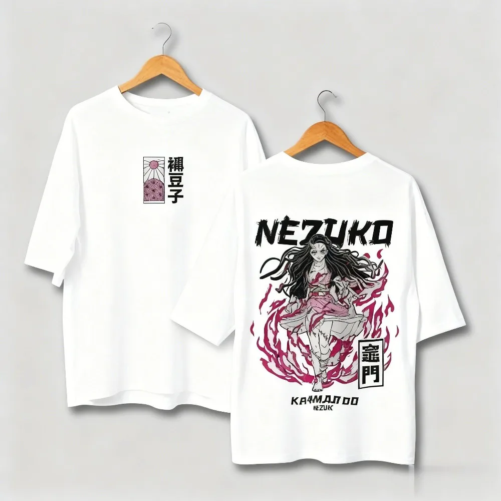 

Demon Slayer Nezuko Kamado Unisex Pure Cotton T-shirt 2026 Summer Anime Print Loose Casual Parent-child Short Sleeved Top