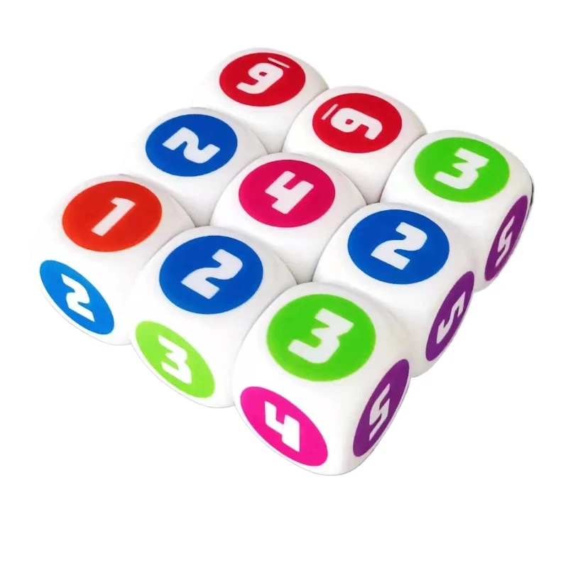 10Pcs/set Foreign Trade New Product 16MM Color Printing Silk Screen Printing Color Digital Dice Board Game Accessories