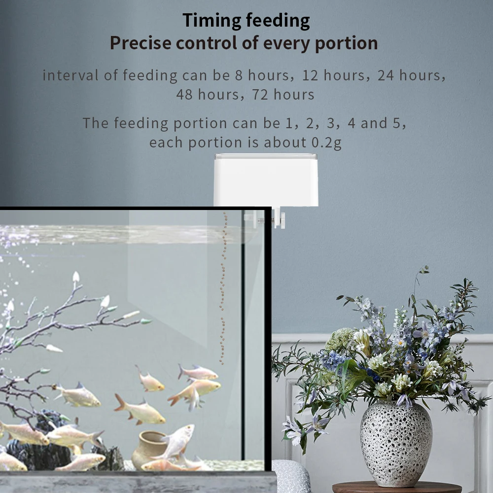 WiFi Smart Automatische Feeder Aquarium Goldfisch Timing Feeder Große Kapazität APP Steuerung Fütterung Aufzeichnungen Erinnern Fisch Feeder – Detail 8
