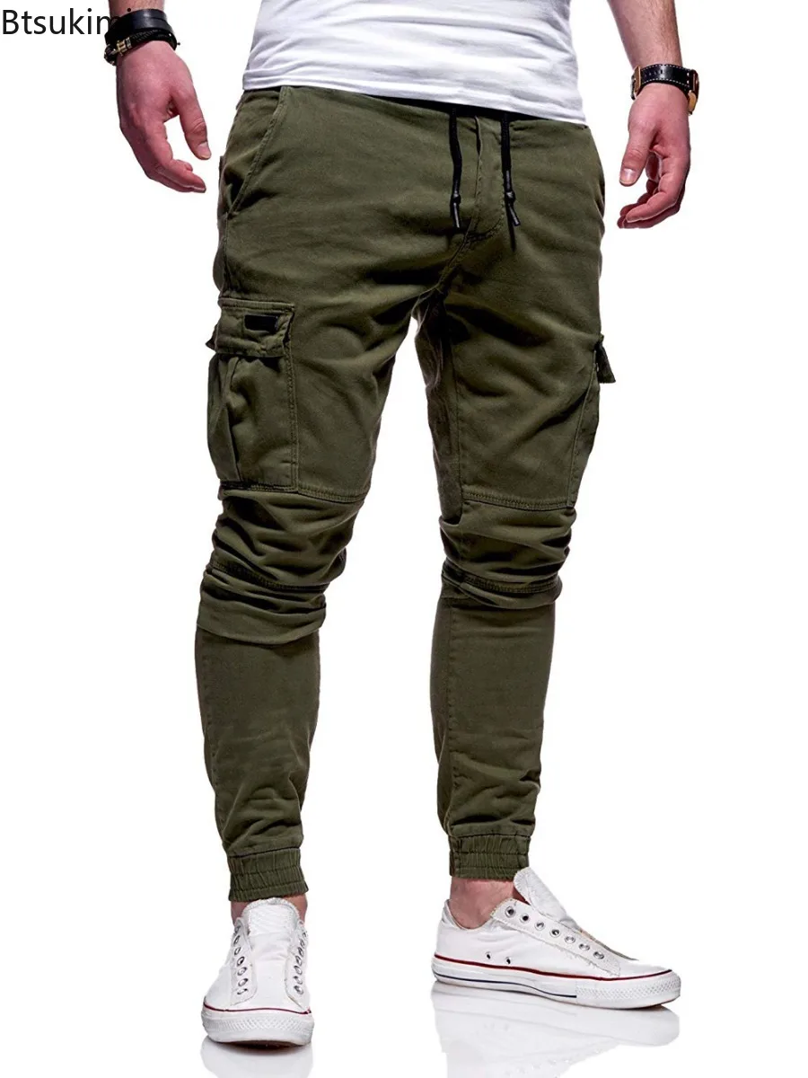 New Fashion Men's Outdoor Sports Joggers Pants Spring Autumn Multi Pockets Men Windproof Cargo Pants Casual Loose Men Sweatpants