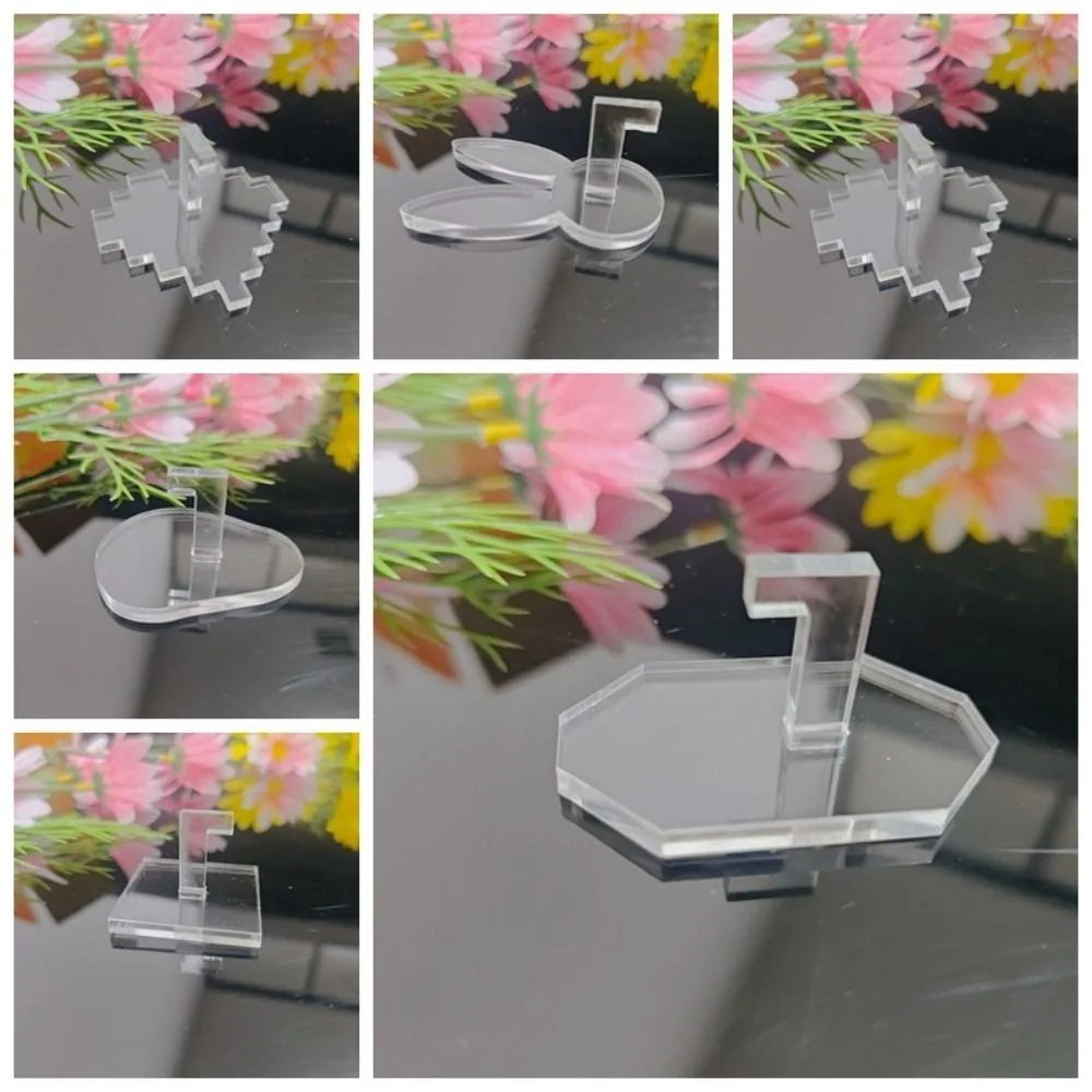 

6Pcs Transparent Acrylic Nail Holder Flower Rabbit Nail Art Display Rack Heart Shape Tools Nail Tip Practice Stand False Nail