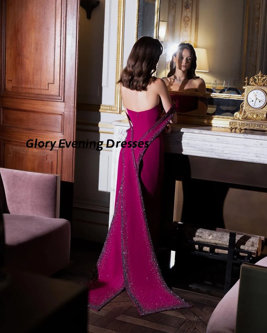 Purple Noble Evening Dresses Hot Drilling Off-The-Shoulder Backless Front Slit Prom Dress Formal Occasion Dresses Customized