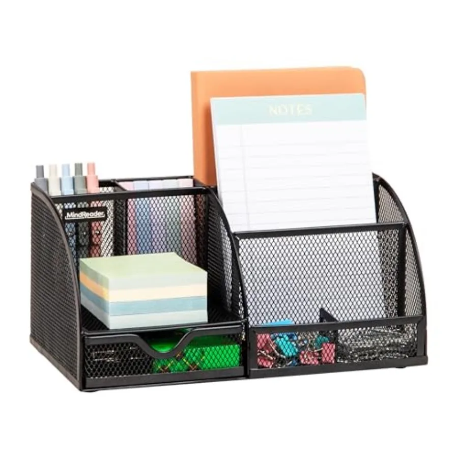 

7-Compartment Desktop Organizer, File and Accessory Storage, Metal Mesh Office Organizer for Desk, Workspace, Mail
