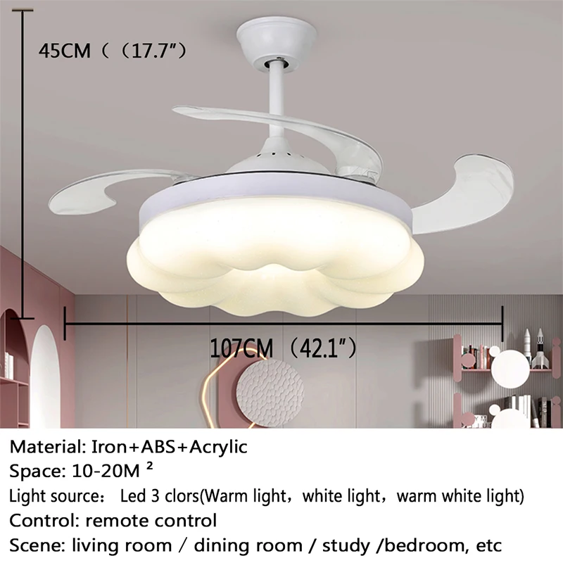 OUFULA Modern Stealth Fan Light LED Living room Restaurant Bedroom Children's room Ceiling Fan Light Remote Electric Fan Light image 6