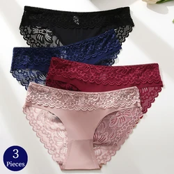 BZEL 3PCS/Set Women's Panties Hollow Out Sexy Lace Underwear Comfortable Lingerie Pretty Woman Briefs Soft Breathable Underpants