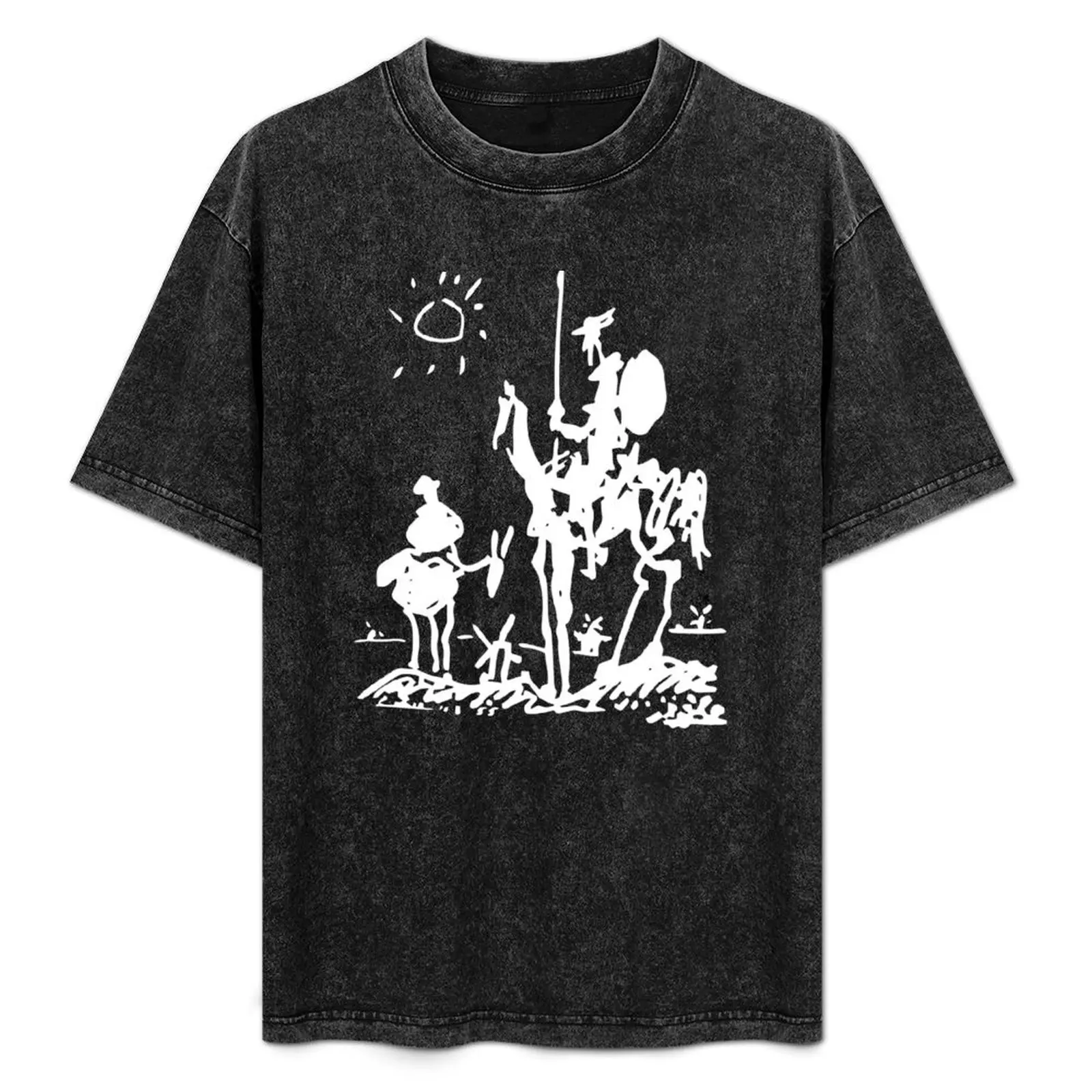 Obra de arte en blanco y negro de Don Quijote de La Mancha - Diseño para arte de pared, impresiones, pósteres, camiseta de talla grande que combina con todo