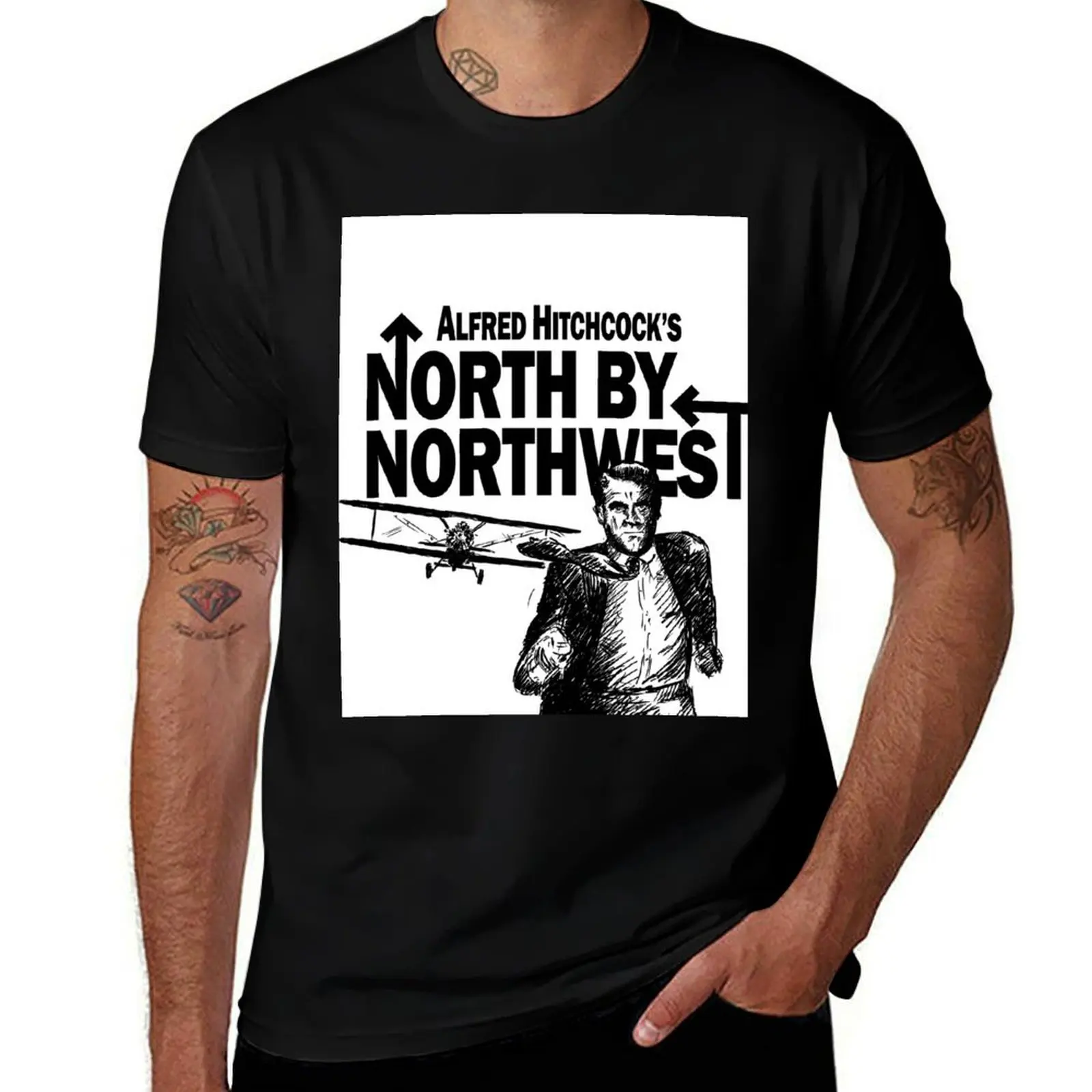 Alfred Hitchcock's North by Northwest by Burro! T-Shirt Streetwear Print Tee Shirt T-Shirt