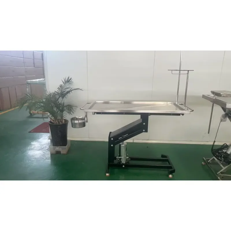 Compact Hydraulic Surgery Table for Pets for Stainless Steel Vet Operating Table with Foot Pedal and Drainage Mesh