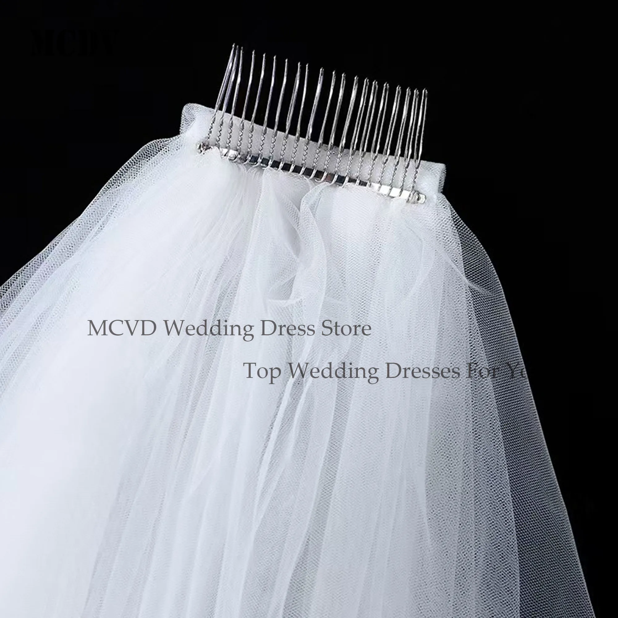 MCDV Cheap Short Wedding Veil With Comb Cut Edge 2 Layers Simple Mariage Accessories 2025