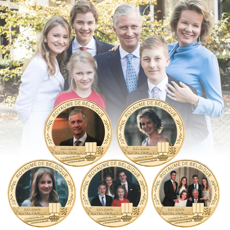 Belgium Belgian Royal Family Gold Plated Commemorative Challenge Coin Souvenir Business Gift for Friends Collection Gift for Man